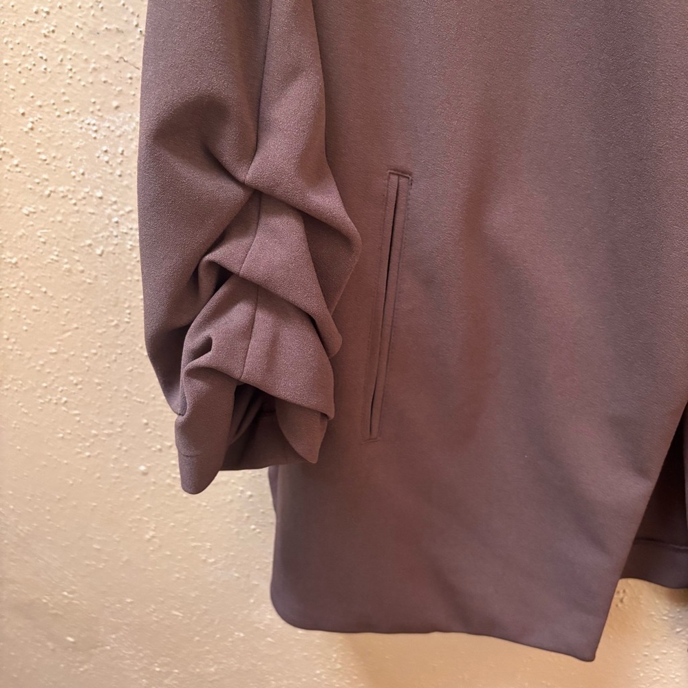 Tahari Womens Brown Ruched 3/4 Sleeve Open Front Blazer Jacket Size XL - Picture 3 of 6